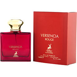 Maison Alhambra perfume Versencia Rouge bottle, a luxurious and bold fragrance for men, featuring sleek design and captivating scent notes of citrus and oriental spices.